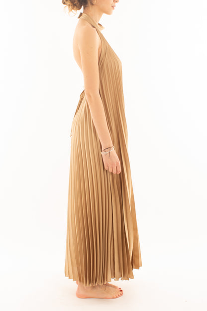 Abito lungo plisse da Donna Dixie - Camel
