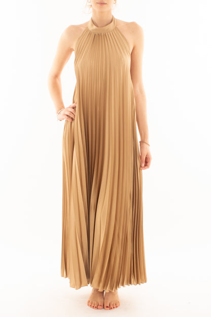 Abito lungo plisse da Donna Dixie - Camel