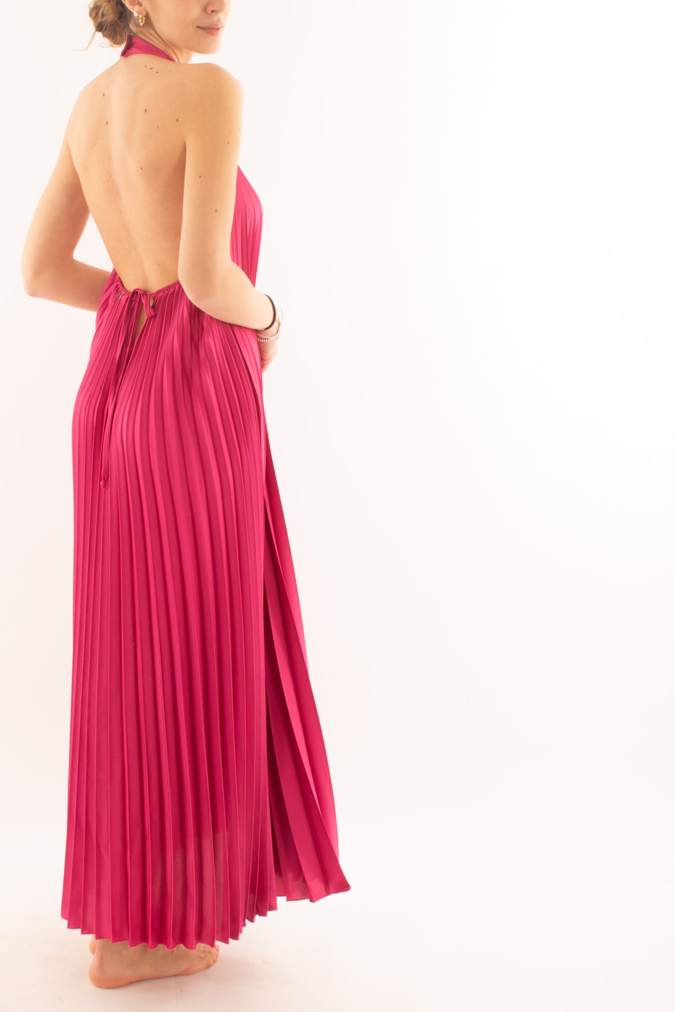 Abito lungo plisse da Donna Dixie - Fuxia