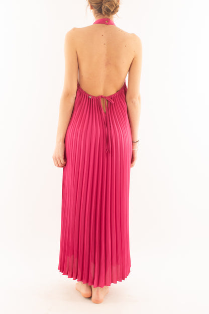 Abito lungo plisse da Donna Dixie - Fuxia