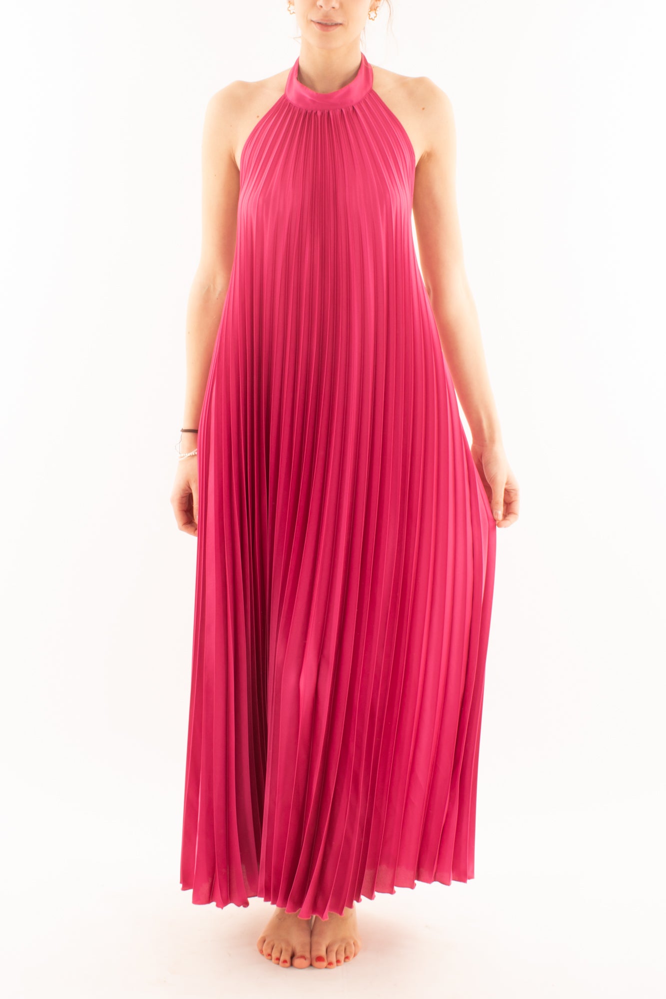Abito lungo plisse da Donna Dixie - Fuxia