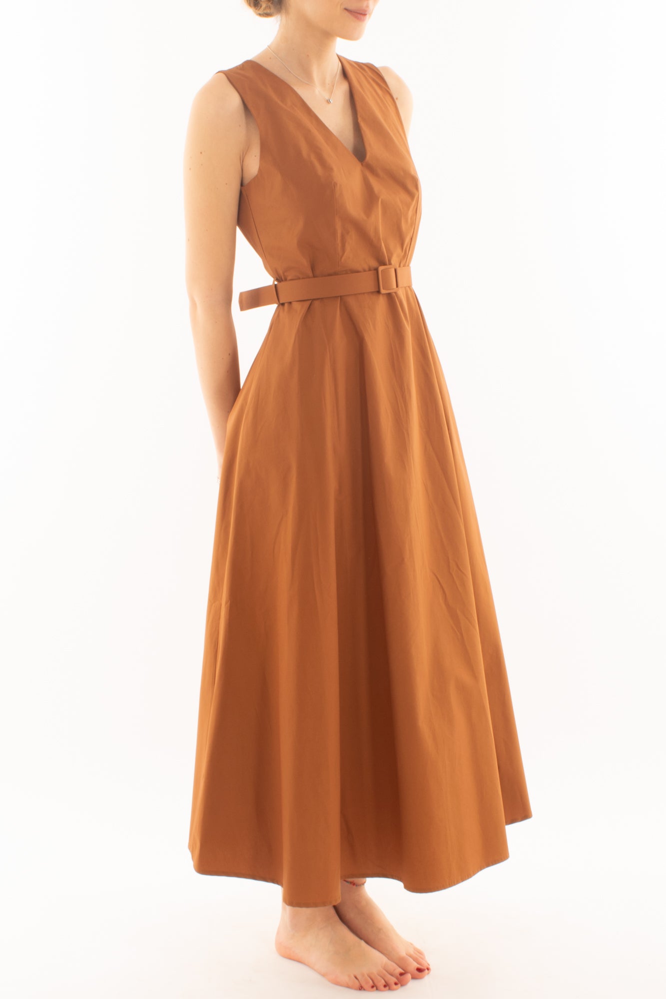 Abito lungo smanicato da Donna Dixie Cognac