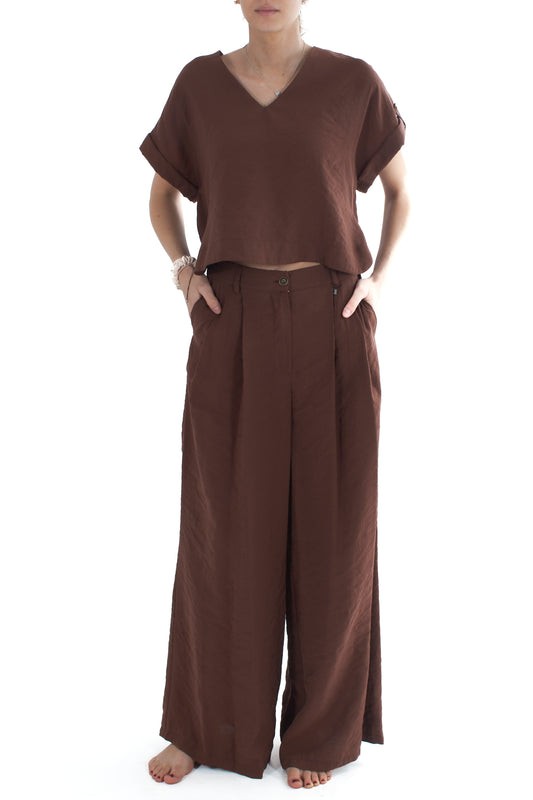 Completo maglia e pantalone palazzo da Donna Dixie