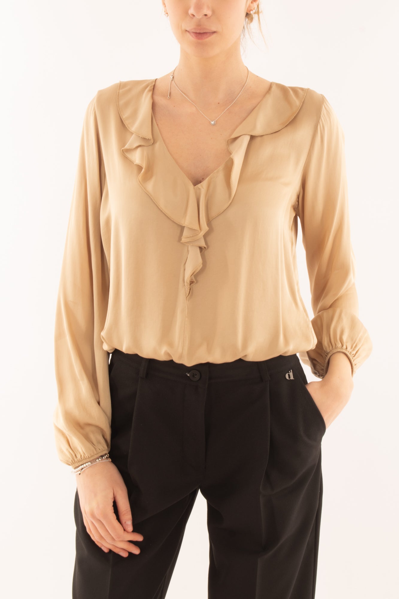 DIXIE Blusa a v da Donna Dixie - Sabbia Sabbia