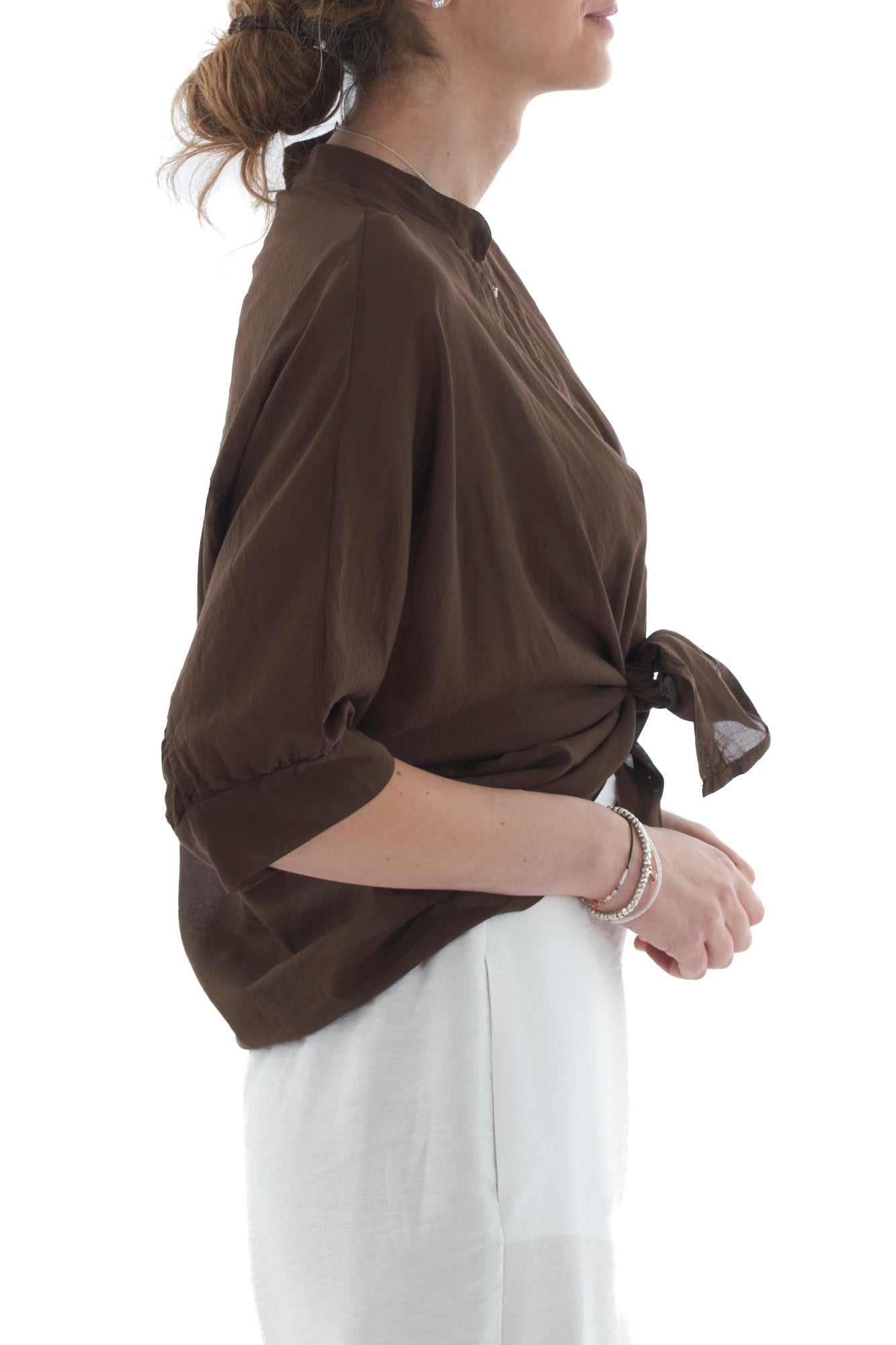 camicia coreana da Donna Dixie - caffè