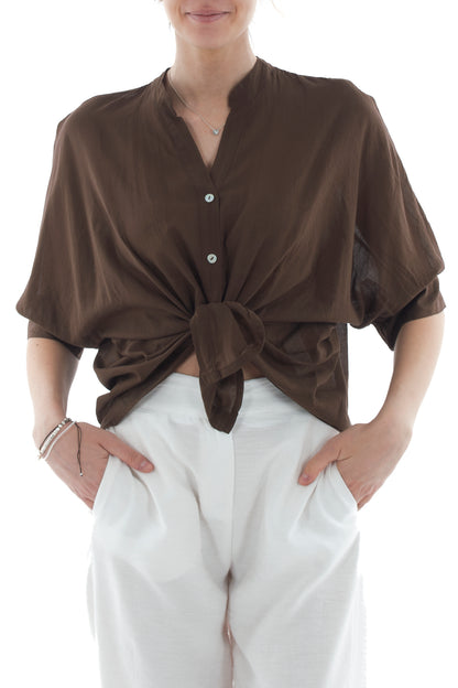 camicia coreana da Donna Dixie - caffè