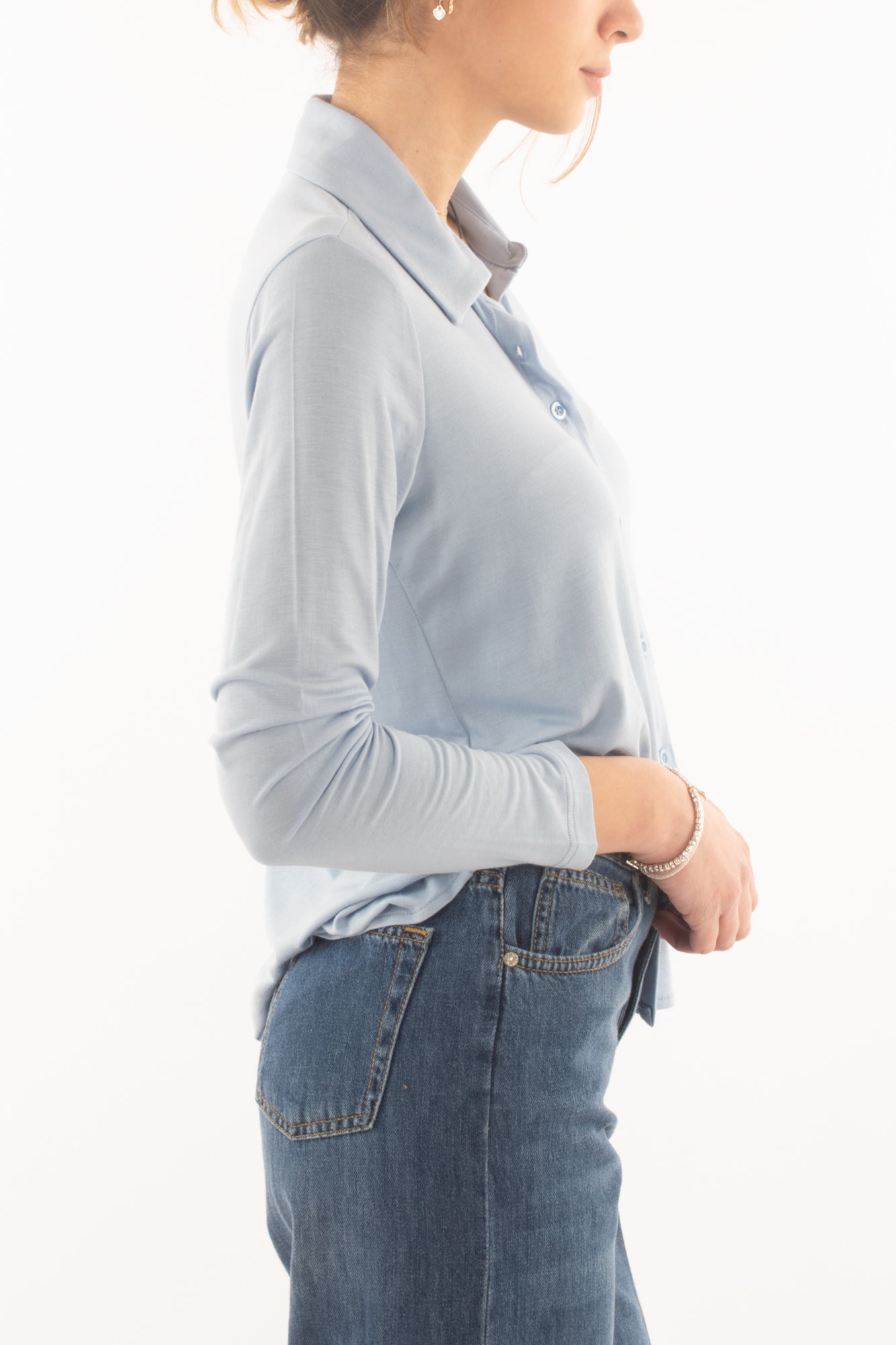 Camicia in jersey da Donna Dixie - Celeste