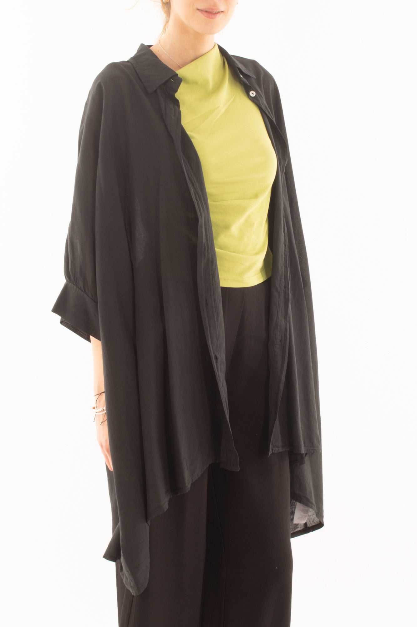 Camicia lunga in mussola di cotone da Donna Dixie - Nero