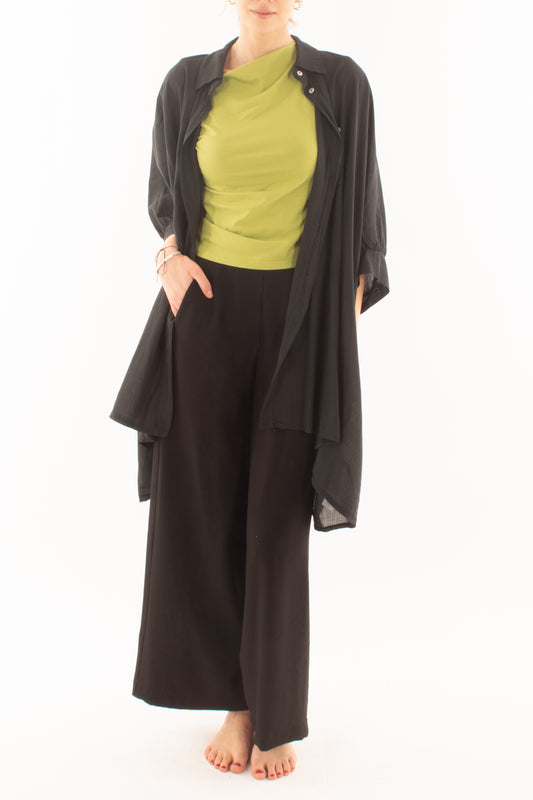 Camicia lunga in mussola di cotone da Donna Dixie - Nero