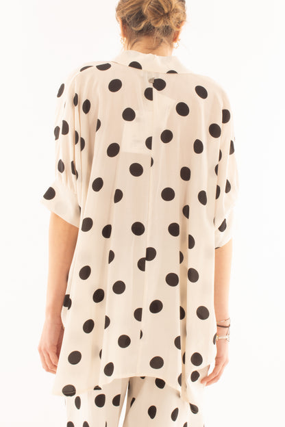 Camicia a pois da Donna Dixie - Latte