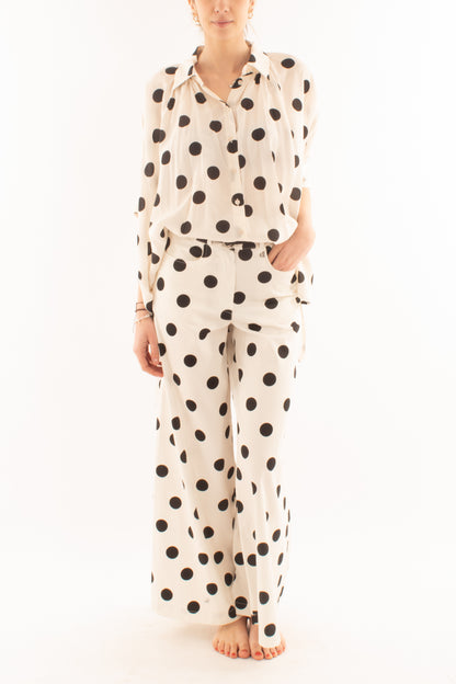 Camicia a pois da Donna Dixie - Latte