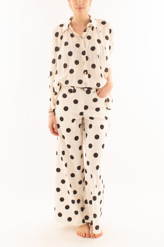 Camicia a pois da Donna Dixie - Latte