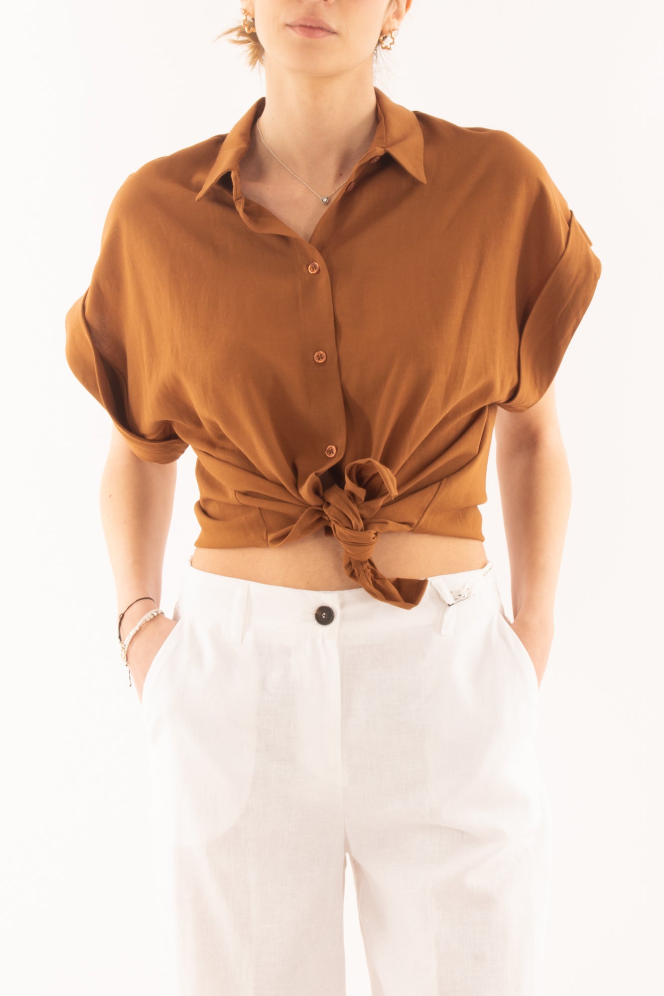 DIXIE Camicia manica corta da Donna Dixie - Cognac Cognac