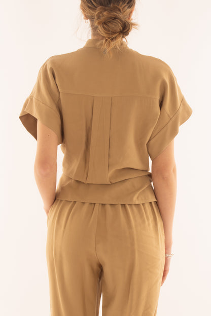 Camicia mezza manica con tasche da Donna Dixie - Beige