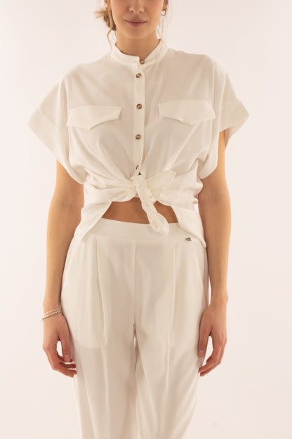 Camicia mezza manica con tasche da Donna Dixie - Latte