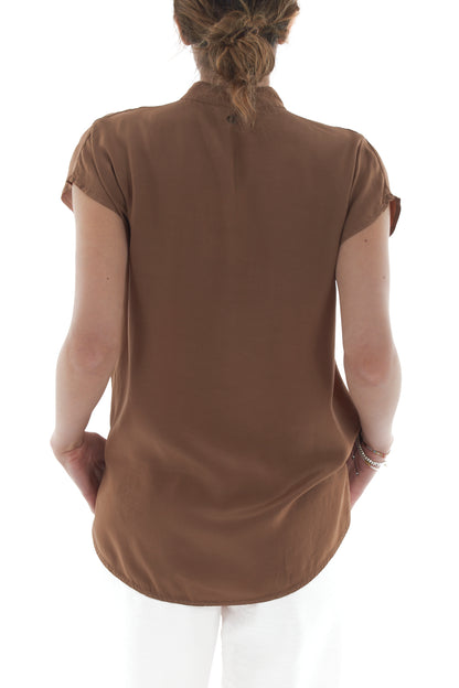 Camicia alla coreana da Donna Dixie - Cacao