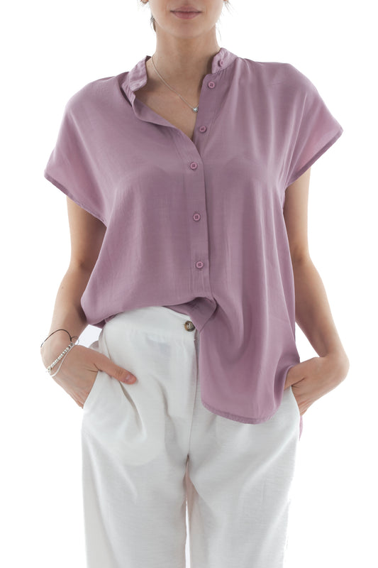 Camicia alla coreana da Donna Dixie - Melanzana