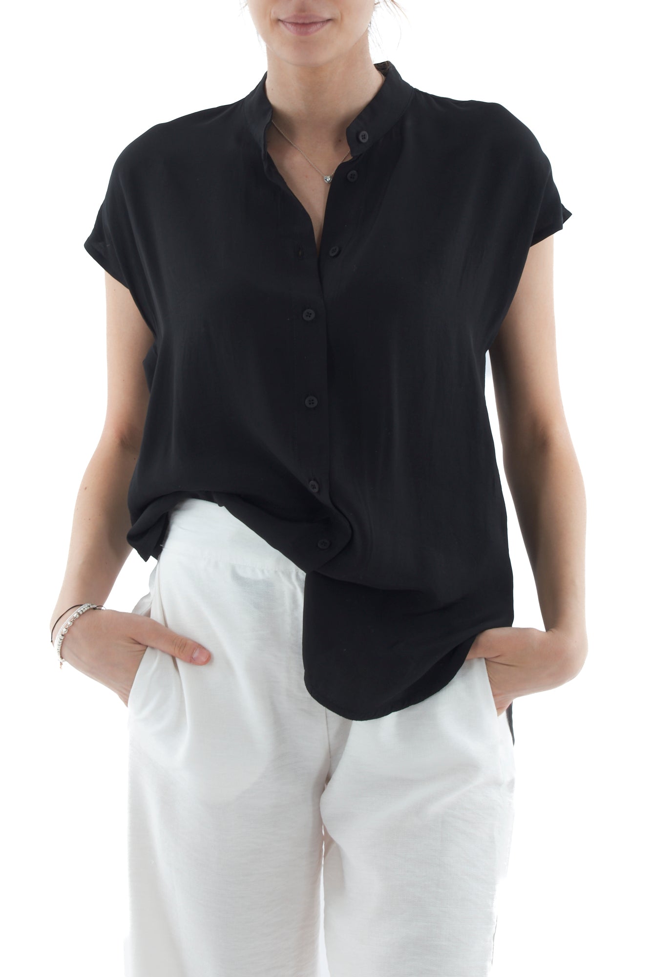 Camicia alla coreana da Donna Dixie - Nero