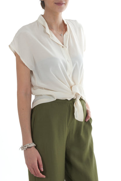 Camicia alla coreana da Donna Dixie - Panna