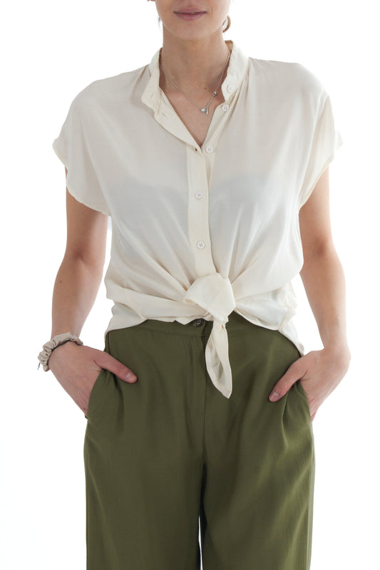Camicia alla coreana da Donna Dixie - Panna