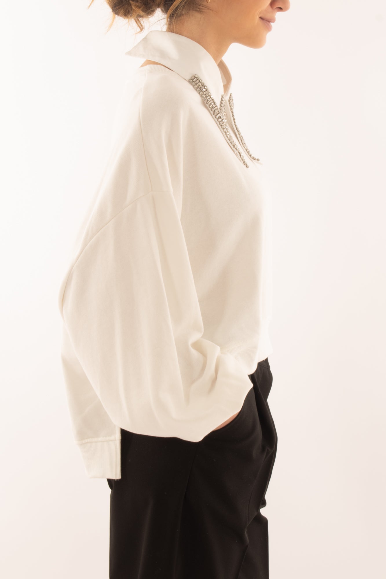 Felpa con colletto da Donna Dixie - Bianco