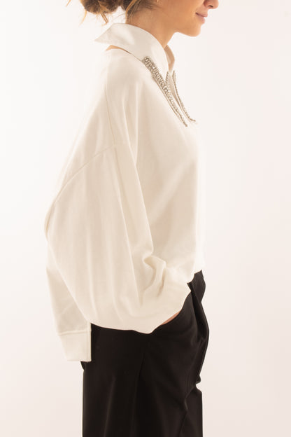 Felpa con colletto da Donna Dixie - Bianco