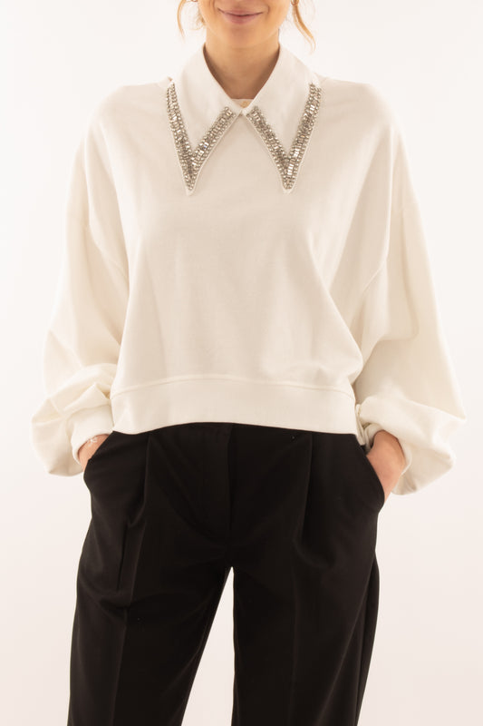 Felpa con colletto da Donna Dixie - Bianco