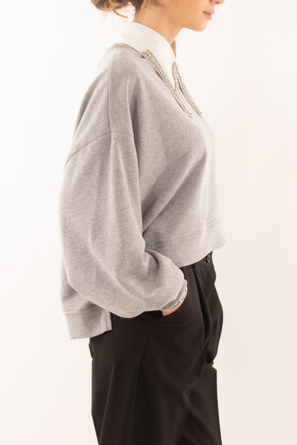 Felpa con colletto da Donna Dixie - Grigio