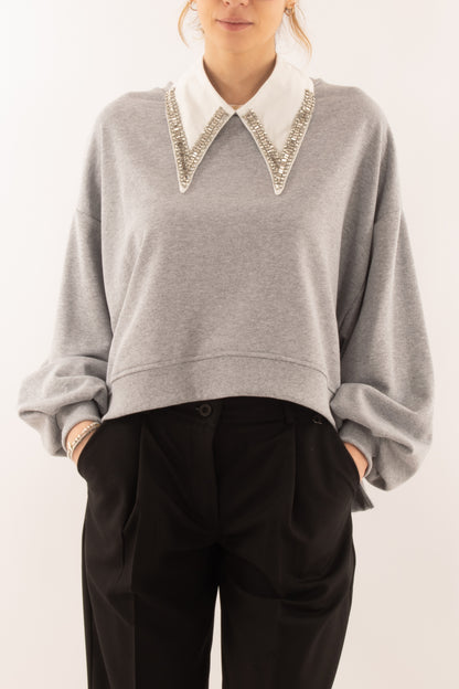 Felpa con colletto da Donna Dixie - Grigio