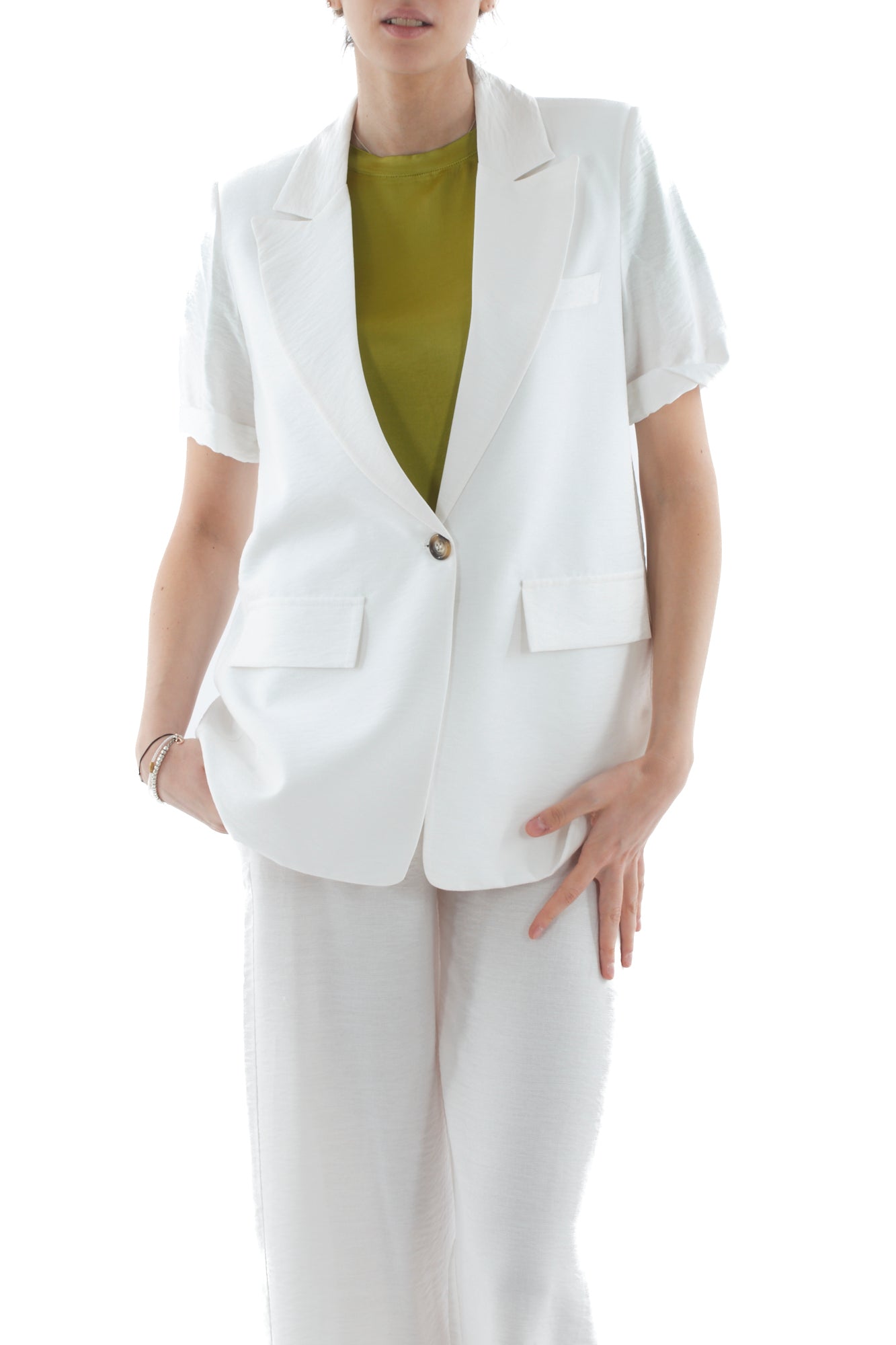 Completo giacca mezze maniche e pantalone da Donna Dixie - Bianco