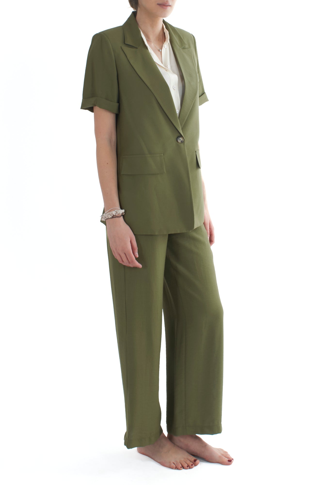Completo giacca mezze maniche e pantalone da Donna Dixie - Militare