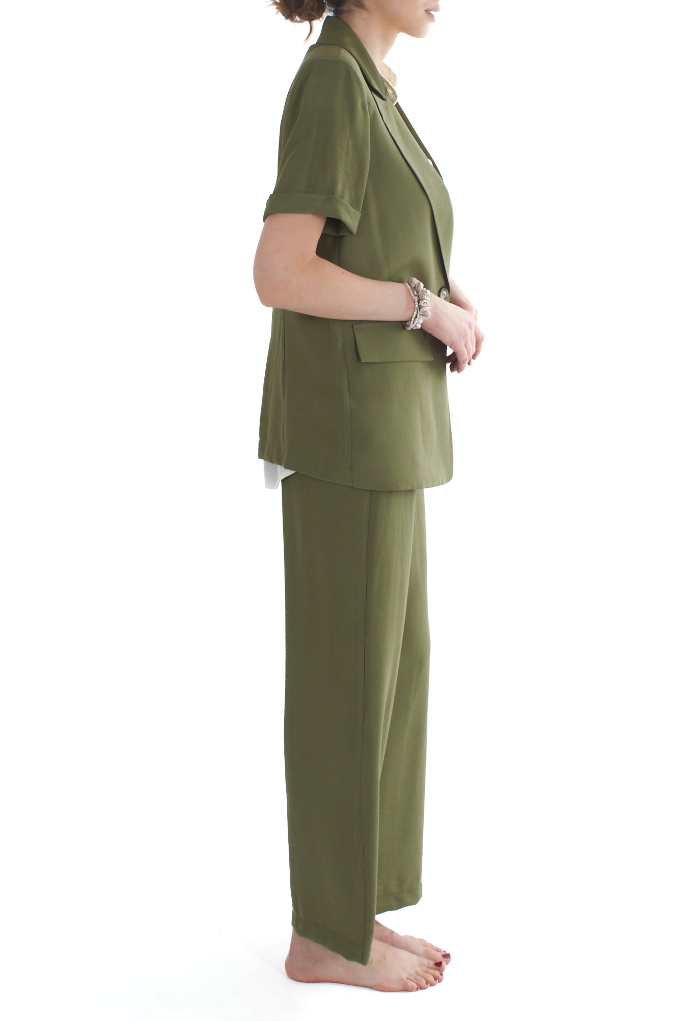 Completo giacca mezze maniche e pantalone da Donna Dixie - Militare