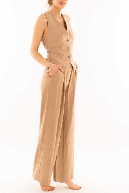 Completo gilet e pantalone palazzo da Donna Dixie - Beige