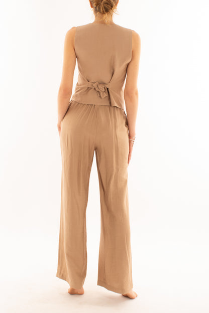 Completo gilet e pantalone palazzo da Donna Dixie - Beige