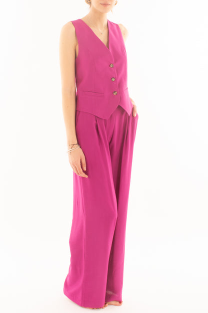 Completo gilet e pantalone palazzo da Donna Dixie - Fuxia