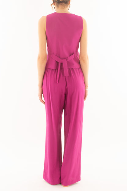 Completo gilet e pantalone palazzo da Donna Dixie - Fuxia