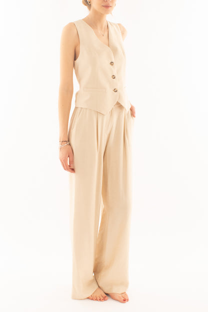 Completo gilet e pantalone palazzo da Donna Dixie - Gesso