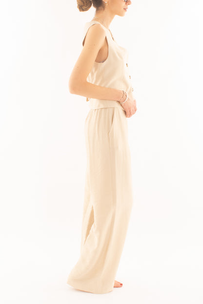 Completo gilet e pantalone palazzo da Donna Dixie - Gesso