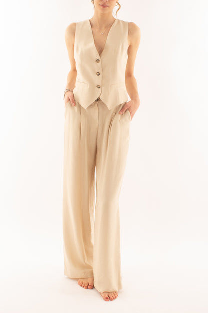 Completo gilet e pantalone palazzo da Donna Dixie - Gesso