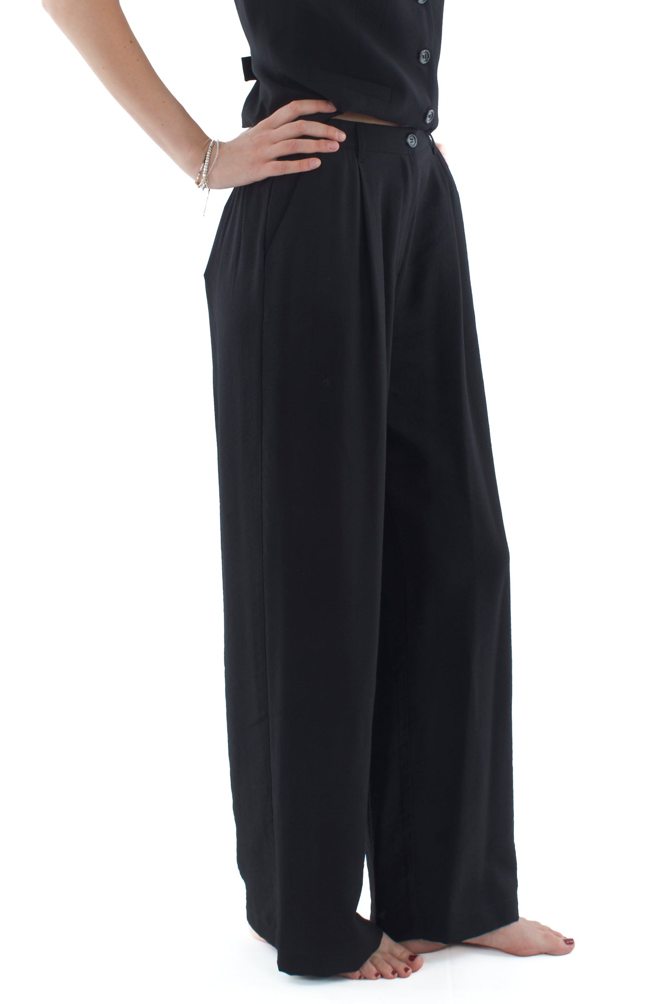 Completo gilet e pantalone palazzo da Donna Dixie - Nero