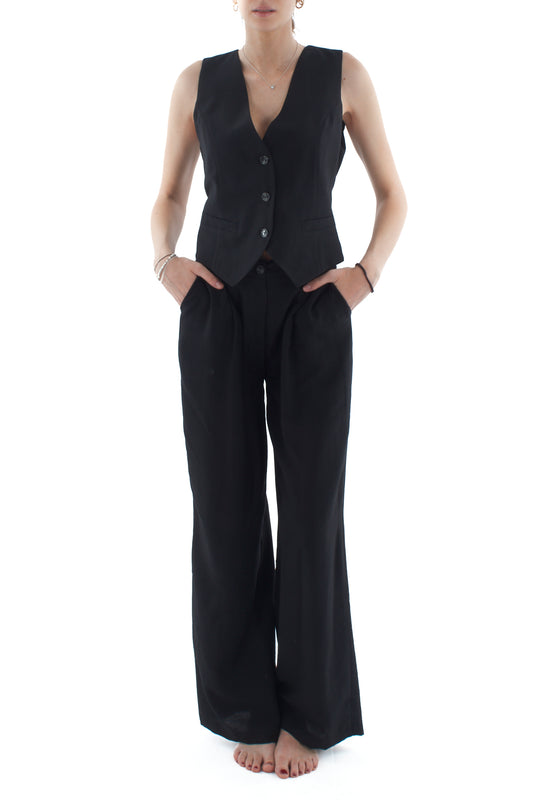 Completo gilet e pantalone palazzo da Donna Dixie - Nero