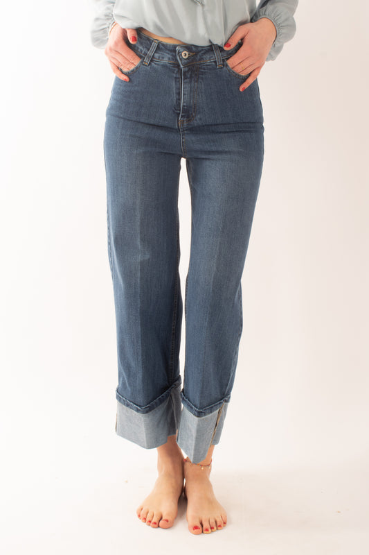 Jeans a palazzo con risvolto da Donna Dixie - Denim