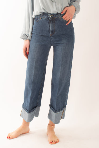 Jeans a palazzo con risvolto da Donna Dixie - Denim