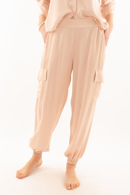Pantalone in satin con tasconi da Donna Dixie - Rosa