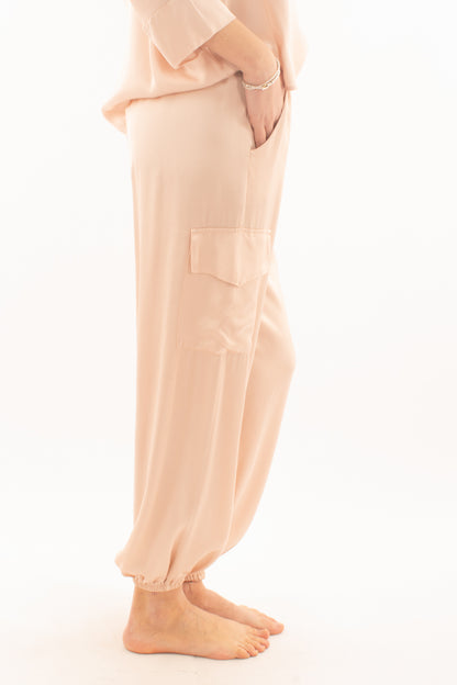 Pantalone in satin con tasconi da Donna Dixie - Rosa