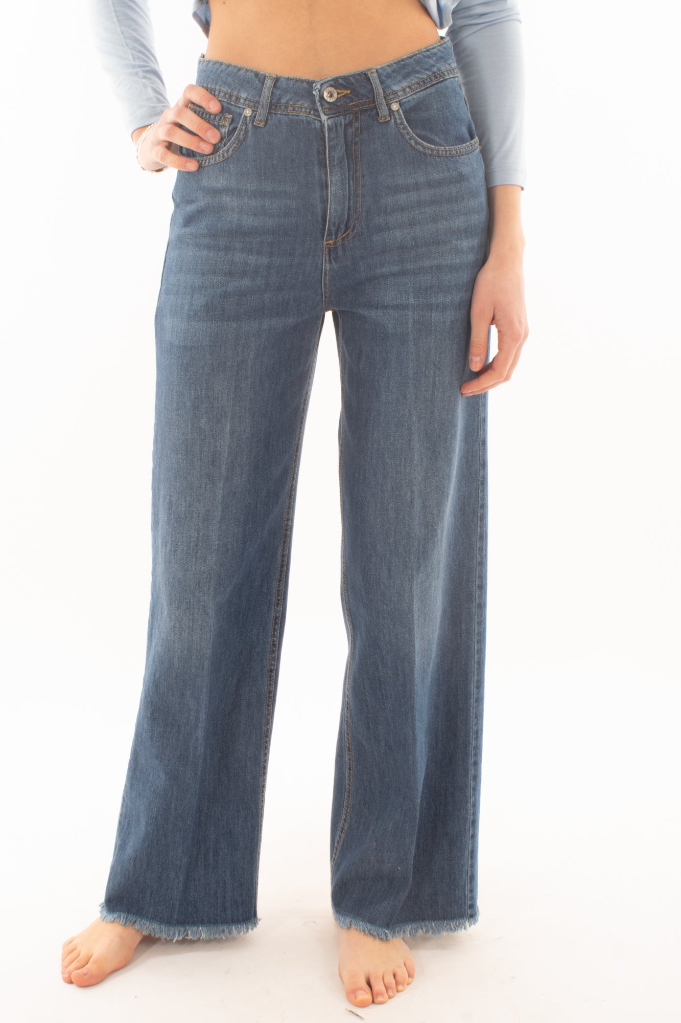 Jeans a palazzo sfrangiato da Donna Dixie - Denim