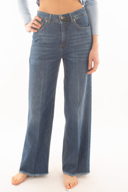 Jeans a palazzo sfrangiato da Donna Dixie - Denim