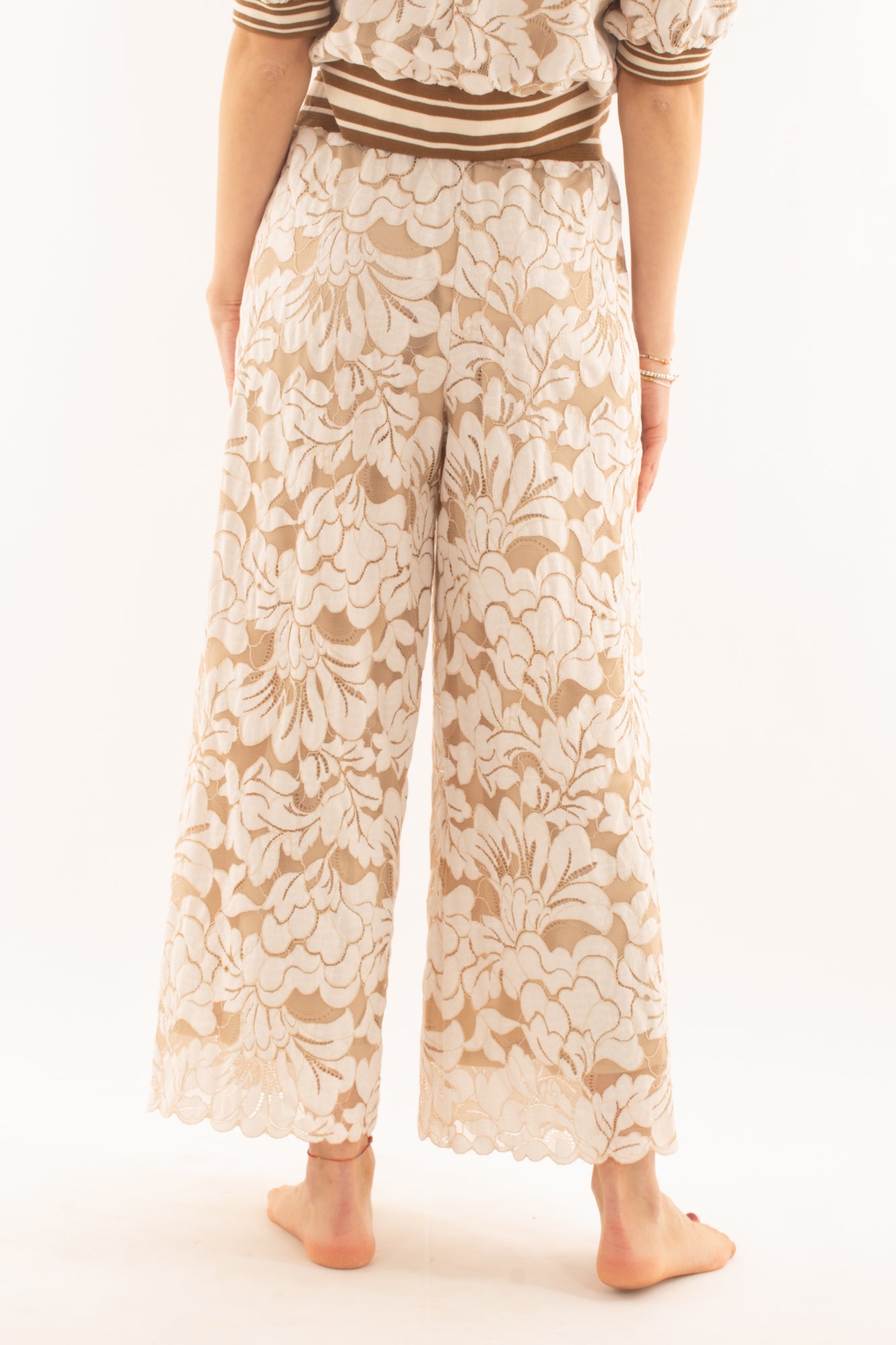 DIXIE Pantalone in pizzo da Donna Dixie Panna Panna