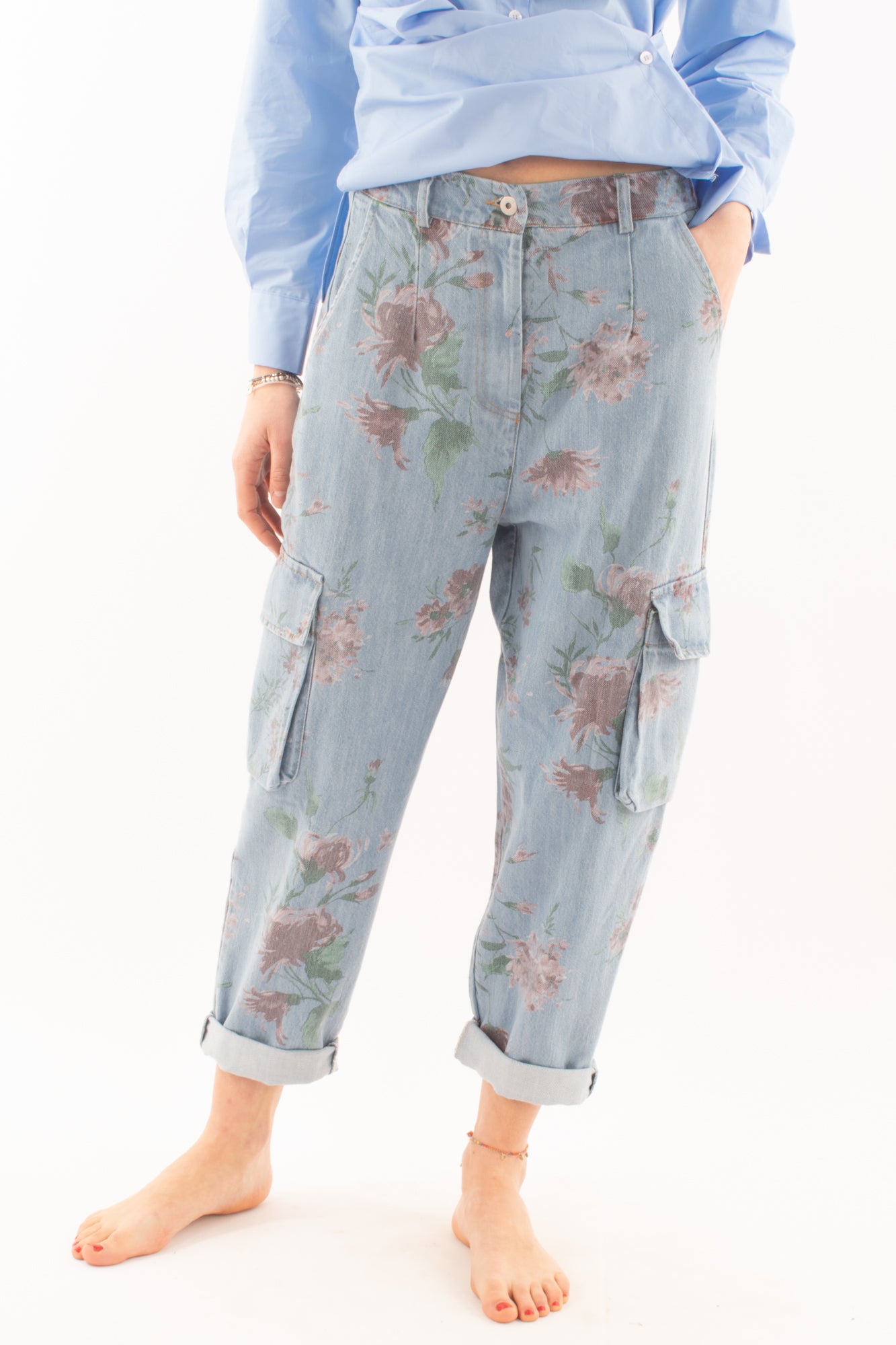 DIXIE Jeans con stampa floreale da Donna Dixie - Denim Denim