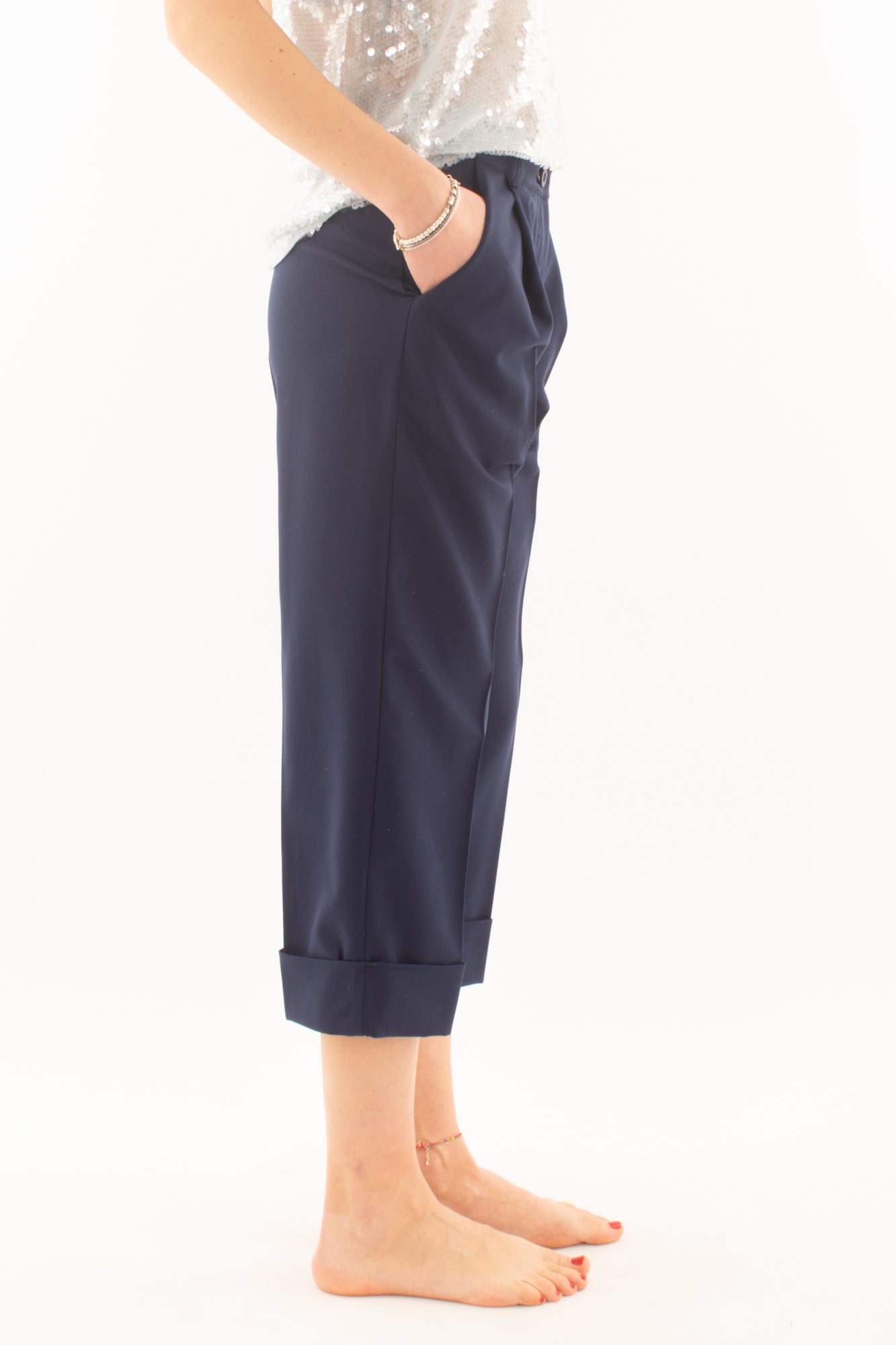 Pantalone con risvoltone da Donna Dixie - Blu